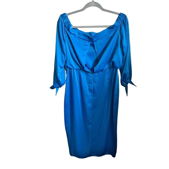 NWT Lavish Alice Satin Bardot Tie Sleeve Midi Dress Size 10 - Picture 9 of 9